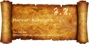 Harrer Nikolett névjegykártya